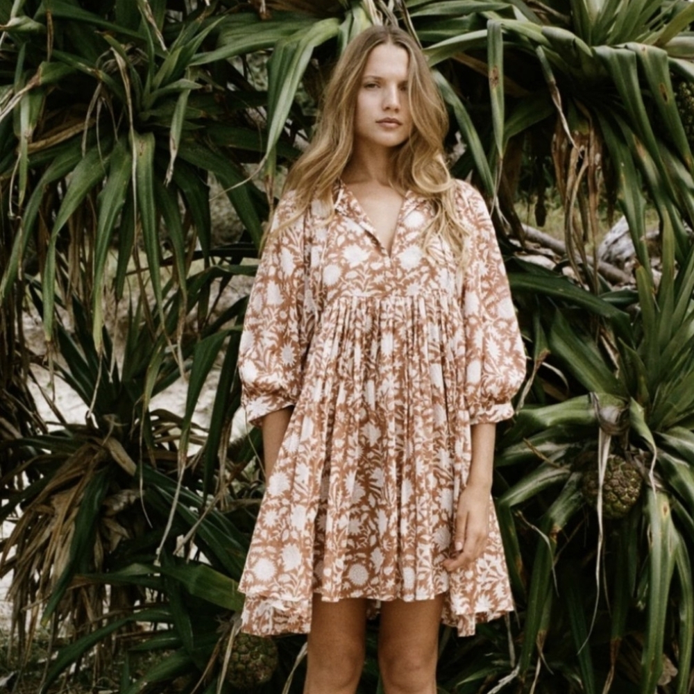 Daughters of India Kyra Mini Dress Size XL Caramel